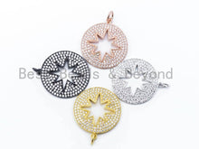 Load image into Gallery viewer, CZ Micro Pave Hollow Star Pendant/Charm, Cubic Zirconia Pendant Charm,24x31mm,1pc/2pcs, sku#F124