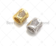 Load image into Gallery viewer, CZ Micro Pave Crown On Large Hole Tube spacer Beads,Sku#C122