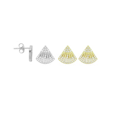 Load image into Gallery viewer, Clear CZ Fan Shape Stud Earrings, Sku#A417