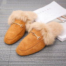Load image into Gallery viewer, Women's Velvet Flat Slippers | Faux Fur Suede Round Toe Indoor Outdoor Slides