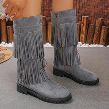 Load image into Gallery viewer, Women's High-Shaft Tassel Boots | Casual PU Leather Side Zipper Boots