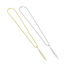 Load image into Gallery viewer, Gold Silver box Chain CZ Long Spike Bar Pendant  Necklace, Sku#A180