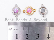 Load image into Gallery viewer, CZ Micro Pave Round connector/Link Finding, Pink Opal, CZ micro paved ,Cubic Zirconia CZ Connector, 9x13mm, sku#A69