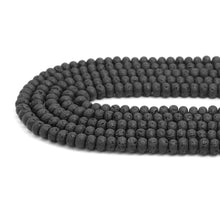 Load image into Gallery viewer, 4x6mm/5x8mm Rondelle Smooth Black Lava Beads, Sku#U1871
