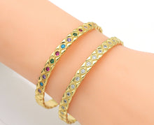 Load image into Gallery viewer, Thin Band Rainbow Clear CZ Pave Bracelet, Sku#LD373
