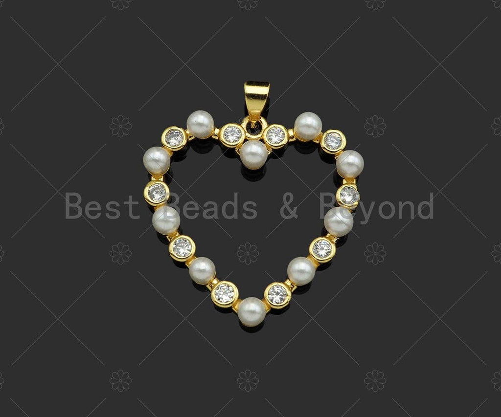 Gold Filled  Pearl Open Heart Shape Pendant,Necklace Bracelet Pendant,Sku#LD101