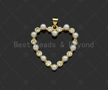 Load image into Gallery viewer, Gold Filled  Pearl Open Heart Shape Pendant,Necklace Bracelet Pendant,Sku#LD101
