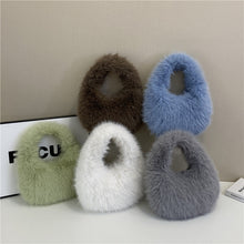 Load image into Gallery viewer, Women's Plush Tote Bag – Soft Oval Handbag for Everyday Casual Use