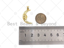 Load image into Gallery viewer, CZ Micro Pave Cresent Moon Face Pendant/Charm,Cubic Zirconia Charm, Necklace Bracelet Charm Pendant,14x26mm, Sku#JL16
