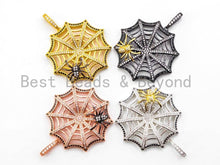 Load image into Gallery viewer, CZ Micro Pave Spide Web Pendant, CZ Spider Halloween Charm, Silver/Gold/Rose Gold/Gunmetal Color, 37x46mm, 1pc,SKU#F299