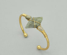 Load image into Gallery viewer, Natural Gemstone Wire Wrapped Gold Cuff Bracelet, SKU#LY26