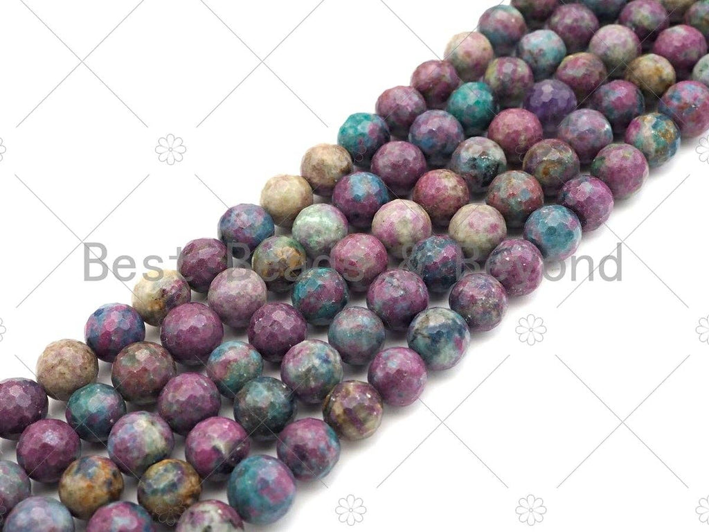 High Quality Genuine Red Corundum Faceted Round Beads, 6mm/8mm/10mm Natural Corundum, 15.5'' Full Strand, SKU#U1070