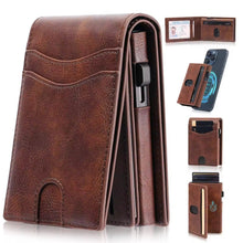 Load image into Gallery viewer, Magnetic Metal Credit Card Case - RFID Protection Leather Wallet