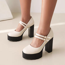 Load image into Gallery viewer, Women's Chunky Heel Pointed Toe Pumps - Plus Size High Heels 8cm