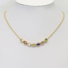Load image into Gallery viewer, Colorful CZ Gold Round Heart Oval Shape Long Bar Connector Charm, Sku#LX313