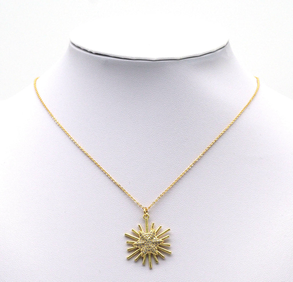 Gold CZ Shiny Star Light Beam Charm, Sku#LK713