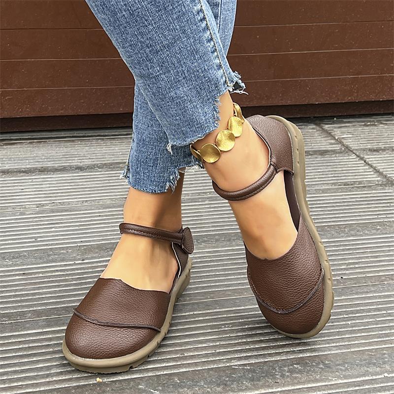 Women's Breathable Casual Shoes - Soft Sole Comfort Flats with Hollow-Out Design