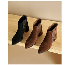 Load image into Gallery viewer, Women's Minimalist British-Style Short Ankle Boots with Back Zipper | Suede Leather