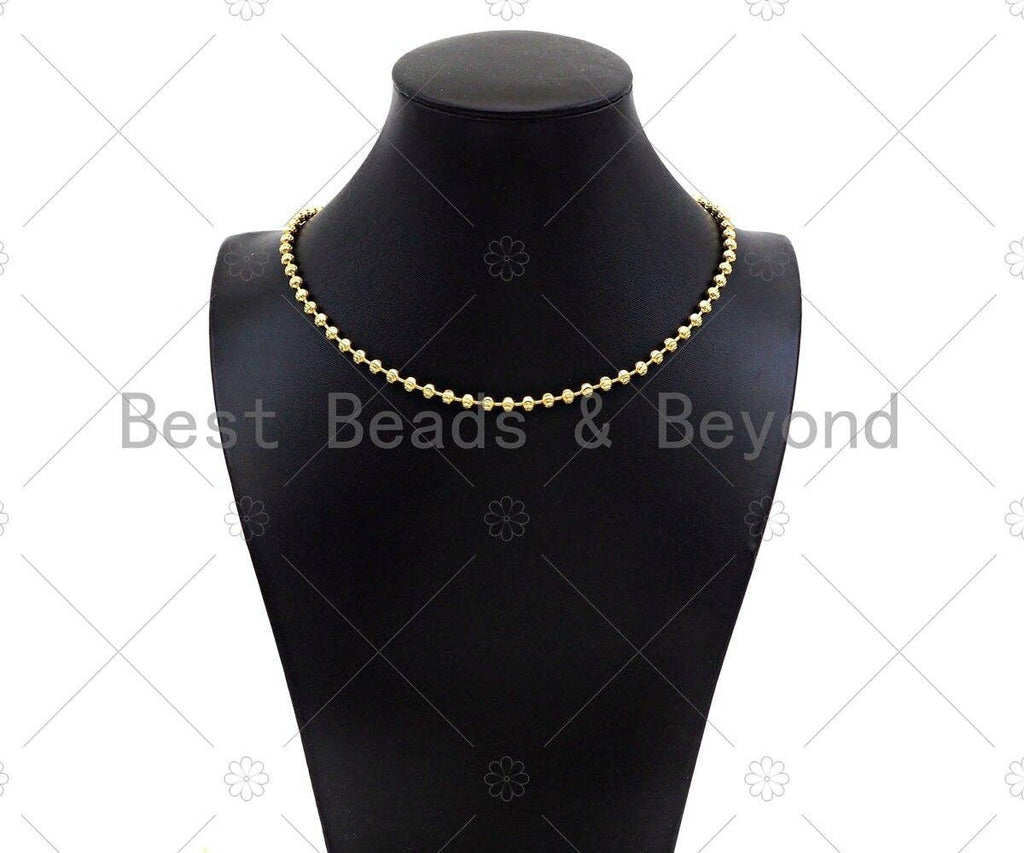 Solid Shinny Gold 4mm Lantern ball Finished Necklace Bracelet SKU#LD72