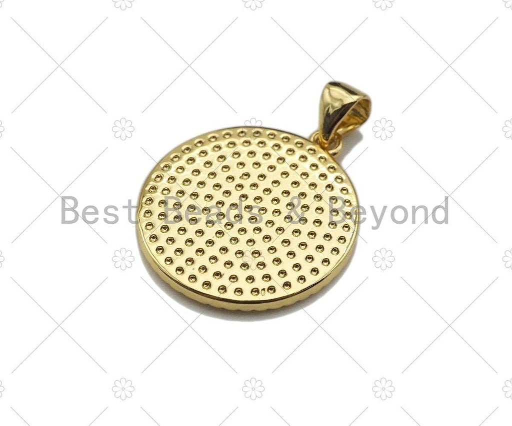 Dainty Gold Evil Eye Hand On Round Coin Shape Charms, Dainty Charms, Gold Pendant, Round Coin Necklace Charms, 18x20mm, Sku#LK170