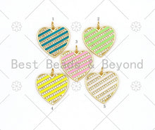 Load image into Gallery viewer, CZ Micropave Colorful Enamel Heart Shape Pendant, 18K Gold Filled Heart Charm, Necklace Bracelet Charm Pendant,20x19mm,Sku#L626