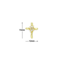 Load image into Gallery viewer, Gold Cross with Oval Crystal Center Charm Pendant, Sku#LK1180