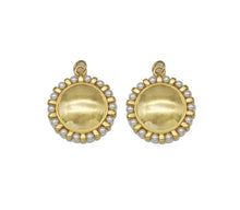 Load image into Gallery viewer, Gold Pearl Round Mirror Coin Charm, Sku#B221