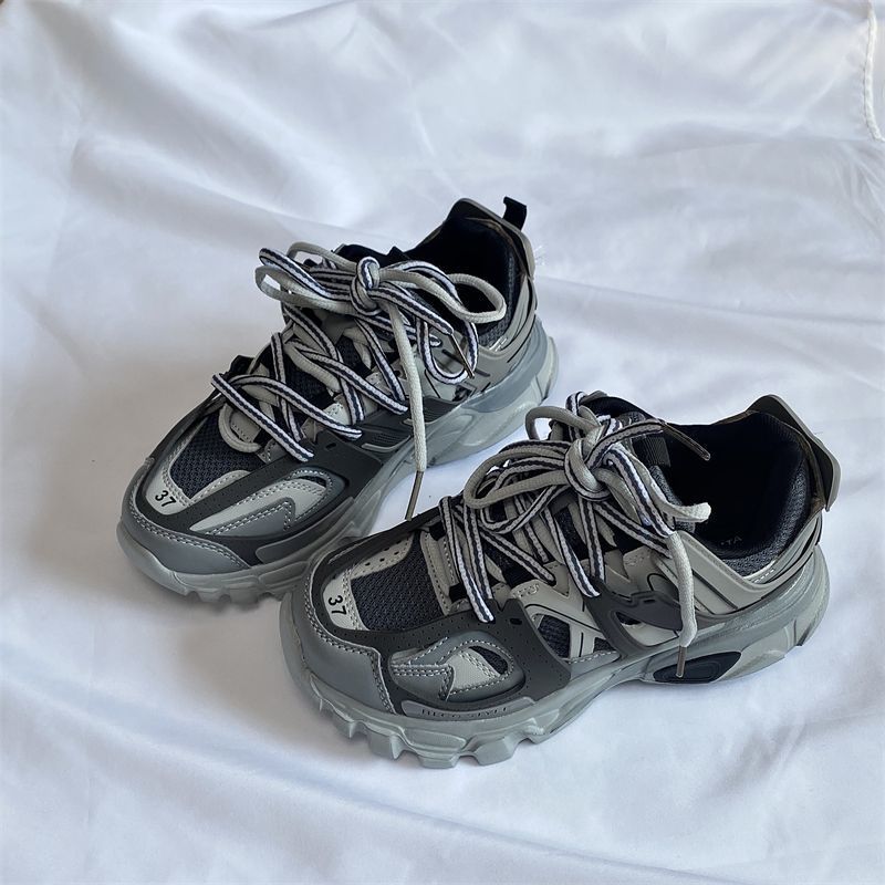 Men's Retro Chunky Sole Sneakers - Breathable Mesh Athletic Shoes with EVA Sole