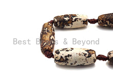 Load image into Gallery viewer, 1pc/11pc Natural Tibetan Agate Barrel Spacer Beads, Brown White Dzi Spacer Beads, Tibetan Dzi Beads, 11x25mm, sku#U868
