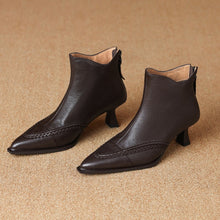 Load image into Gallery viewer, Women's Pointed Toe Stiletto Heels | Fleece-Lined Back Zipper Boots | Sheepskin Upper