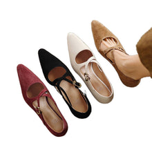 Load image into Gallery viewer, Women's Elegant Mid-Heel Stiletto Pointed-Toe Mary Jane Shoes | Slip-On Dress Shoes