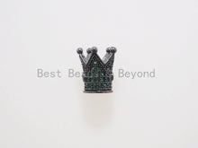 Load image into Gallery viewer, CZ King Crown Green Micro Pave Beads, Cubic Zirconia Crown Space Beads,Men's Women's Jewelry Making, 10x8mm, Sku#G404