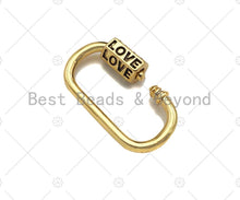 Load image into Gallery viewer, 18K Gold Love Word On Oval Shape Screw Clasp, Oval Connector, Gold Carabiner Clasp, 17x29mm, Sku#K173
