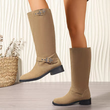 Load image into Gallery viewer, Women's Round Toe Block Heel Ankle Boots | Mid Heel Suede Zipper Boots