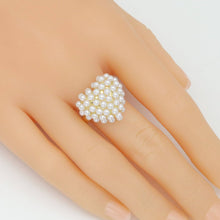 Load image into Gallery viewer, Silver Gold White Pearl Puffy Heart Statement Adjustable Ring, Sku#A448
