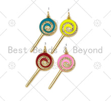Load image into Gallery viewer, Enamel Colorful Lollipop Shape Pendant,18K Gold Filled CZ Micro Pave Lollipop Charm,Enamel Pendant,Enamel Jewelry,13x30mm,sku#L588