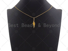 Load image into Gallery viewer, CZ Enamel Lightning Bolt Charm, Gold Finish Enamel CZ Pave lightning Sign Pendant, Pave Lightning Bolt Charm, 10x37mm, sku#LK116