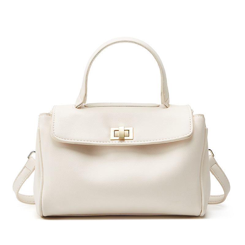 Korean-Style Minimalist PU Leather Commuter Tote Bag