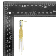 Load image into Gallery viewer, Gold Rectangle CZ With Dangle Link Earrings, Sku#LD467