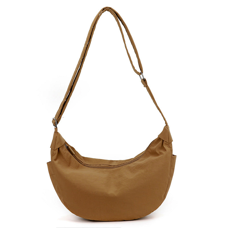High-Capacity Nylon Shoulder Bag – Urban Minimalist Dumpling Bag for Women
