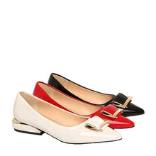 Load image into Gallery viewer, Women's Chunky Heel Pointed Toe Slip-On Pumps | Soft PU Leather Low Heel Dress Shoes