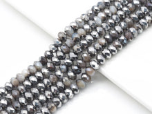 Load image into Gallery viewer, Half Silver Plated Natural Brown Banded Agate Rondelle Faceted Beads, Sku#UA284