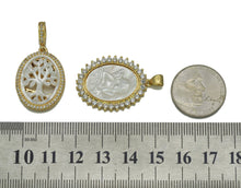 Load image into Gallery viewer, CZ Mother of Pearl Angel and Life Tree Oval Charm, Sku#L676