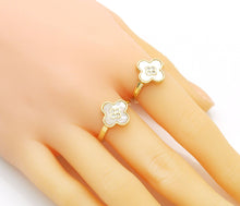 Load image into Gallery viewer, Gold Mother of Pearl Clover Adjustable Ring, Sku#X367