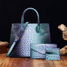 Load image into Gallery viewer, Women's Crocodile-Grain Crossbody Tote Bag Set - 3-Piece Premium PU Leather Handbag Collection