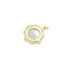 Load image into Gallery viewer, Clear CZ Angel On Round White Pearl Gold Charm Pendant, Sku#LX806