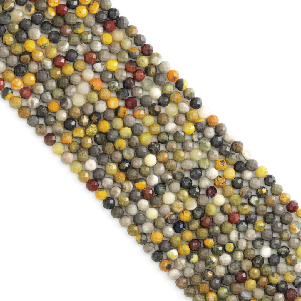 Genuine Bumblebee Jasper Round Faceted Beads, Sku#U1899