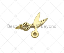 Load image into Gallery viewer, CZ Micro Pave Scissors Shape Pendant,18K Dainty Gold Charm,