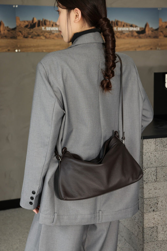 Genuine Leather Crossbody Bag for Women - Premium Suede & Cowhide Shoulder Bag