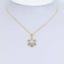Load image into Gallery viewer, CZ Cobalt Enamel Jewish Star of David Pendant, Sku#LX599